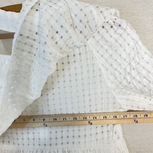 J.ING Little White Destination Wedding Bridal Shower Dress‎ Sheer Lattice Mini S - Picture 6 of 8